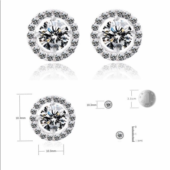 New! Cubic Zirconia Stud Earrings - Picture 7 of 7